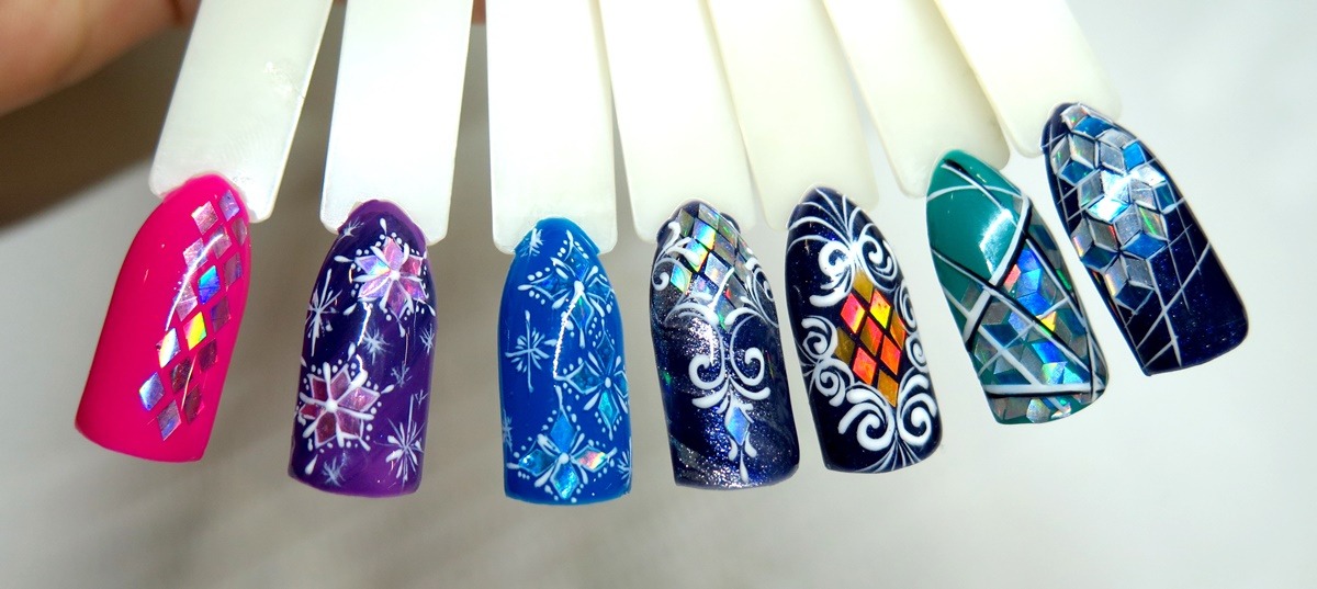 zdobienia paznokci hybrydami na wzorniku na imprezę