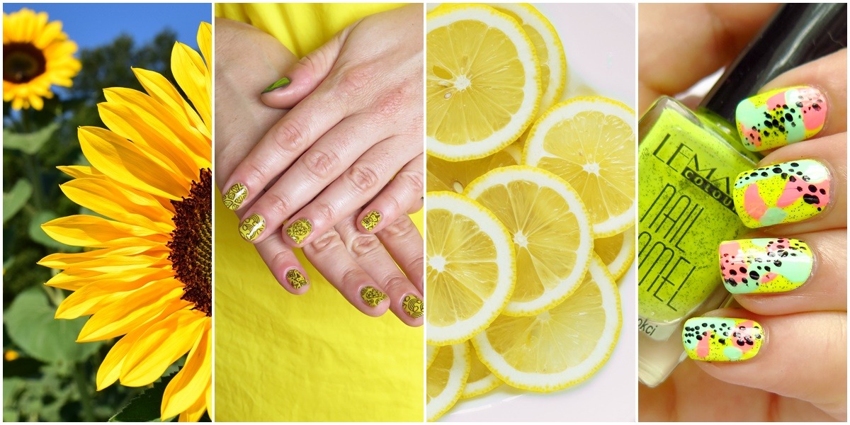 inspiracje w kolorze żołtym trendy 2018 żółty zdobienia stylizacje paznokci