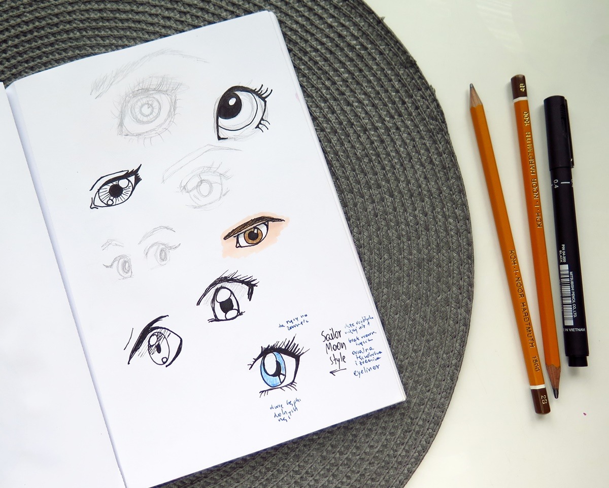 jak nauczyć się rysować oczy szkicownik dla początkujących rady manga anime