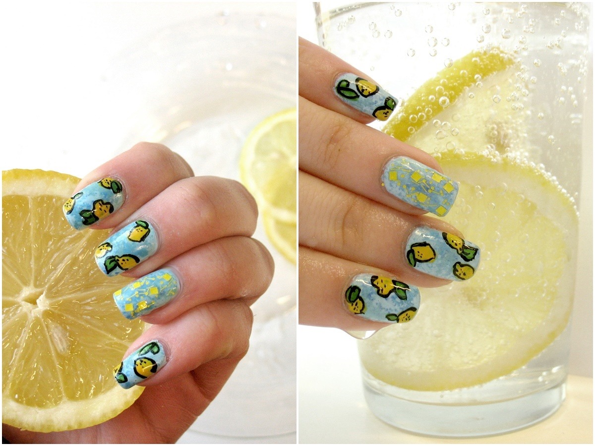 zdobienie paznokci cytryny wzory na lato pazurki 