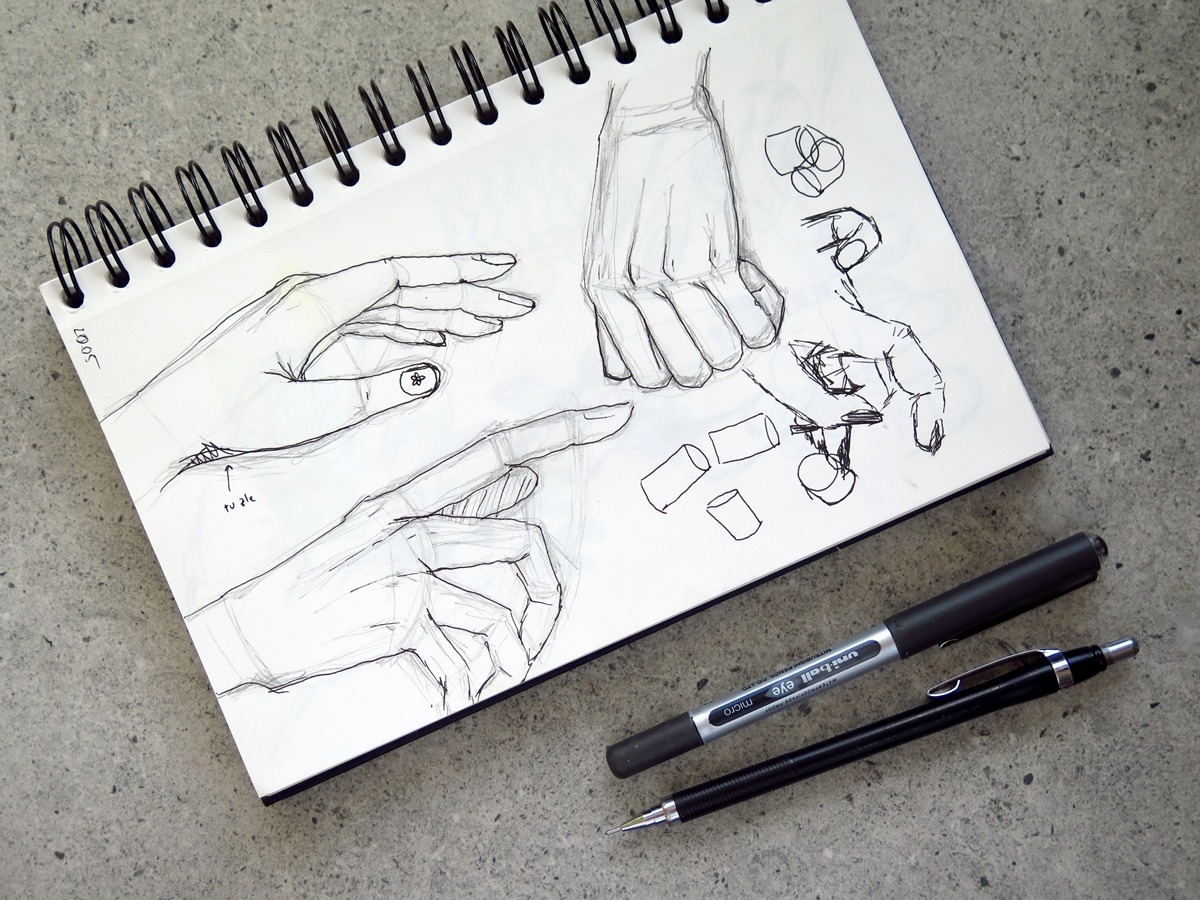 szkicownik szkic nauka rysowania dłonie schemat